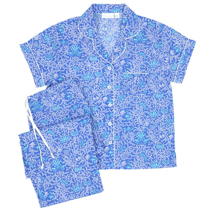 Blue Batik Print Cotton Capri Pajamas – La Cera™